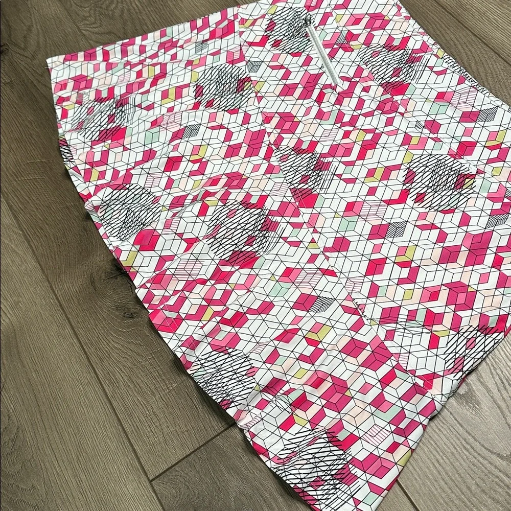 GG Blue High Rise Flounce Golf Skirt Skort Geometric Pink White Size‎ Large